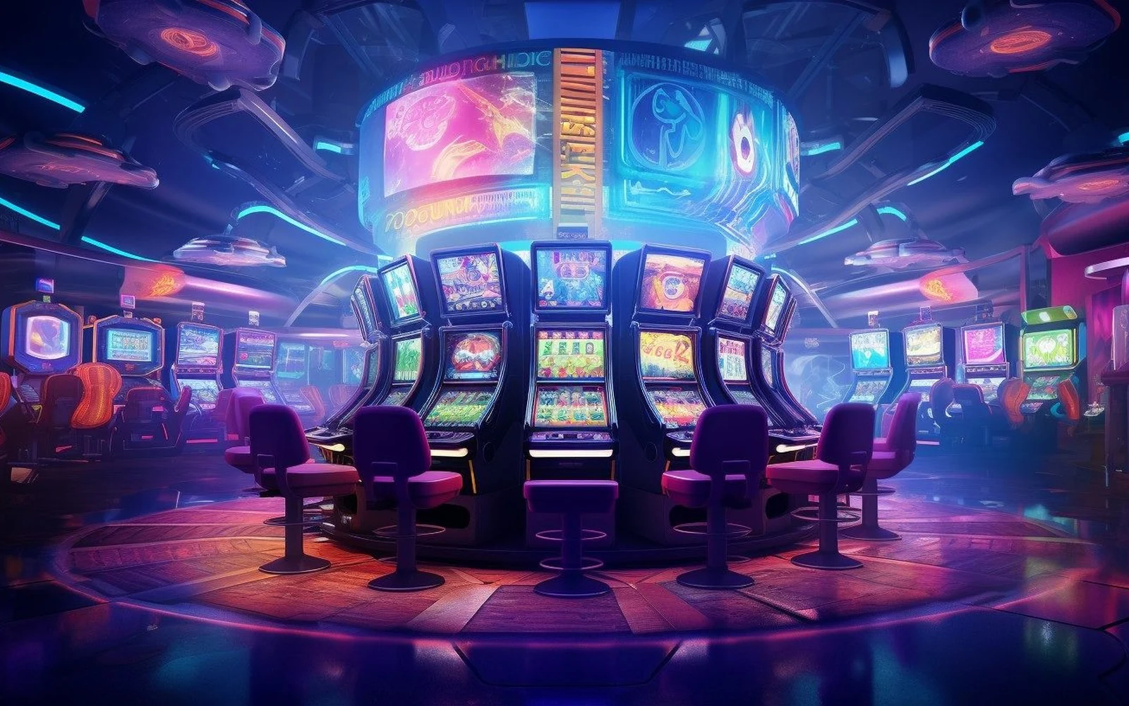 Reel slot digital dengan simbol permainan dan panel informasi putaran